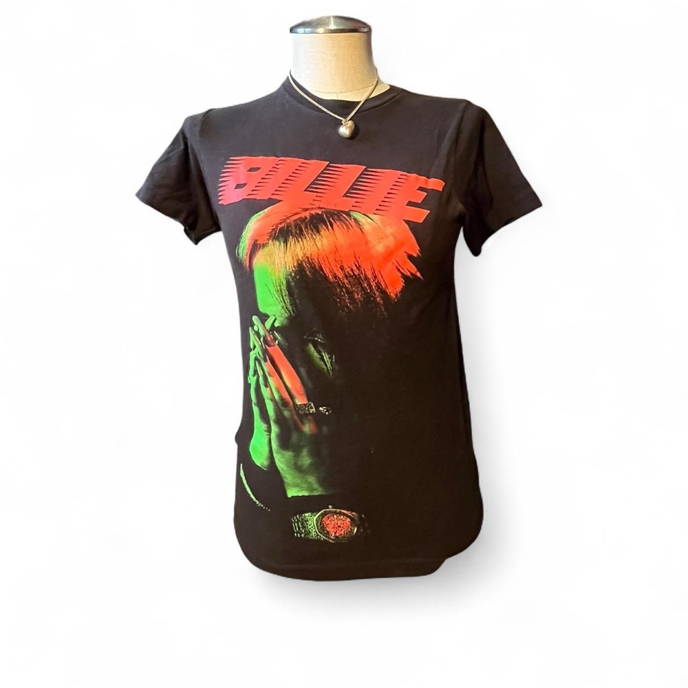 Brown billie Eilish Graphic T-Shirt with Red and Green Design